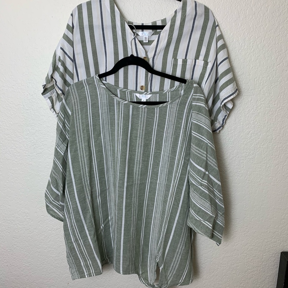 Time and Tru: Lot of 2 Tops Short Sleeve Striped